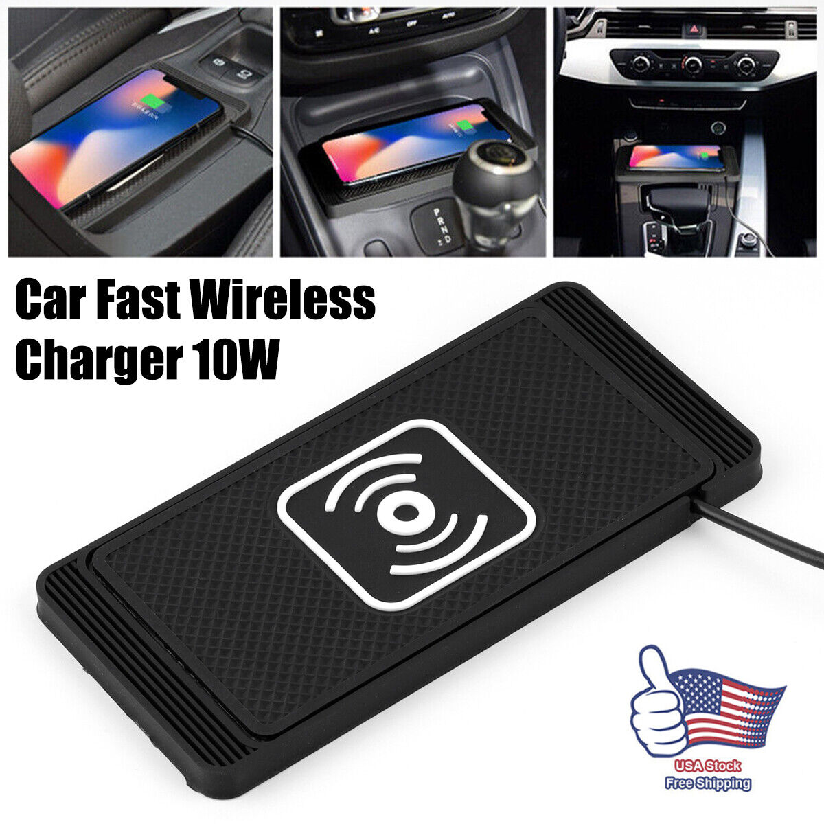 Wireless Car Phone Charger Fast Charging Pad Mat For iPhone Samsung Universal US