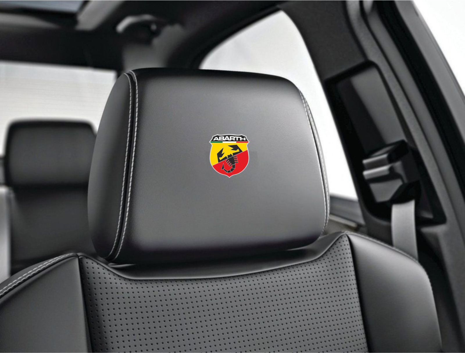 5x ABARTH Logo Headrest Car Seat Decals Badge Stickers Punto Fiat 500 500C 500X