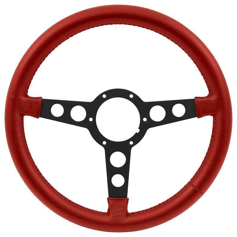 1969-76 Firebird Formula - Bright Red Leather Steering Wheel with Black Center