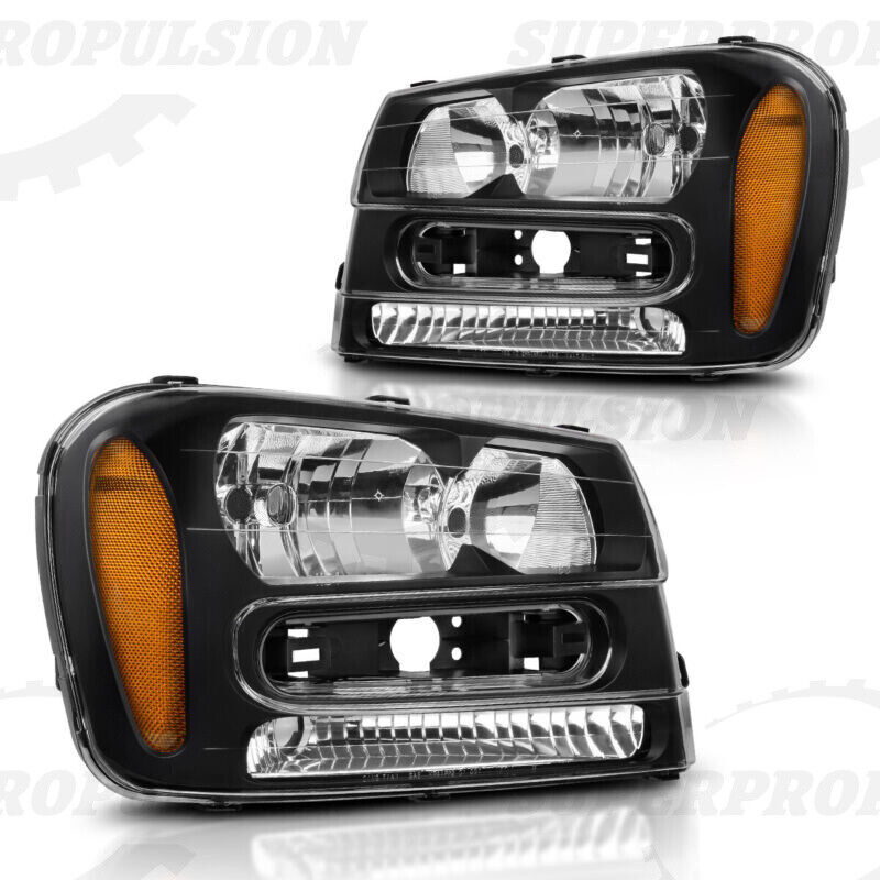 Pair Headlights For TrailBlazer 2002-2009 Halogen Headlamps Left+Right Assembly
