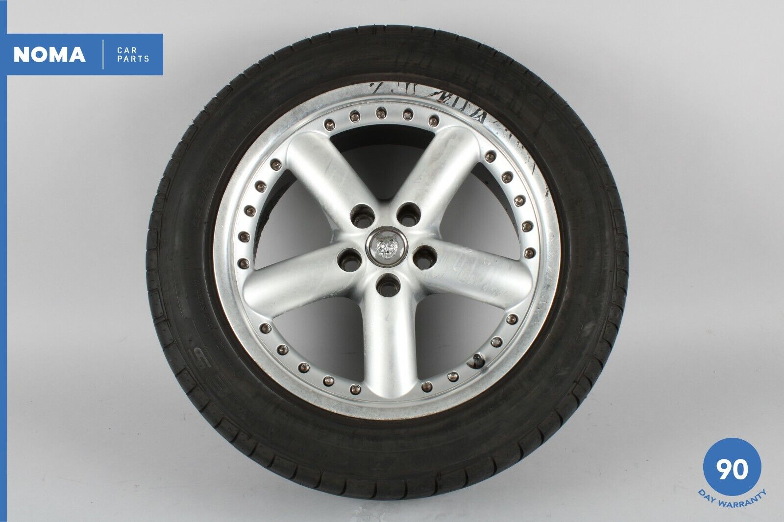 03-08 Jaguar S-Type X202 17x8 17 Inch 5 Spoke Wheel Rim w/ Tire Achilles OEM