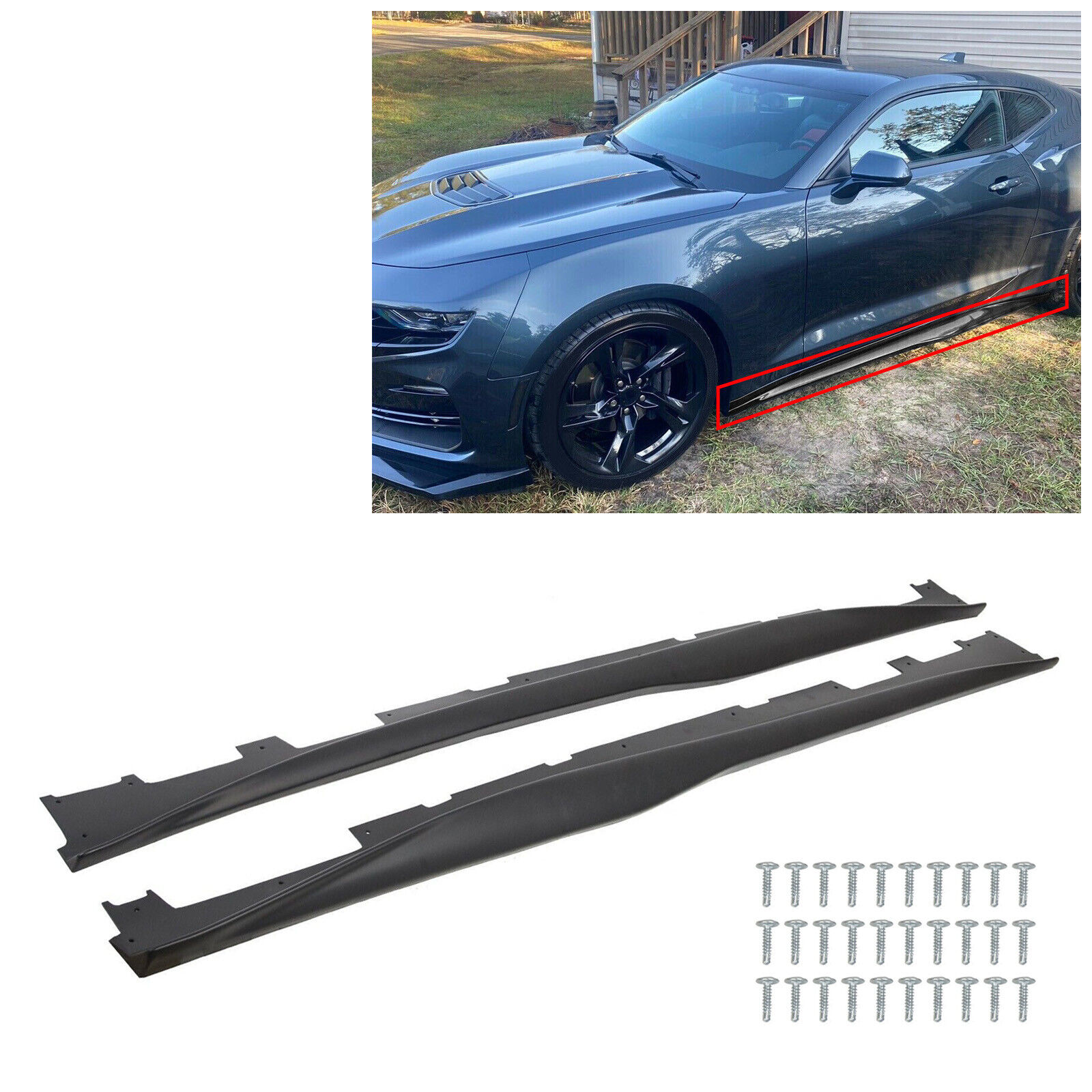 For 2016-2020 Chevy Camaro RS SS ZL1 Style Black Side Skirts Panel Extension