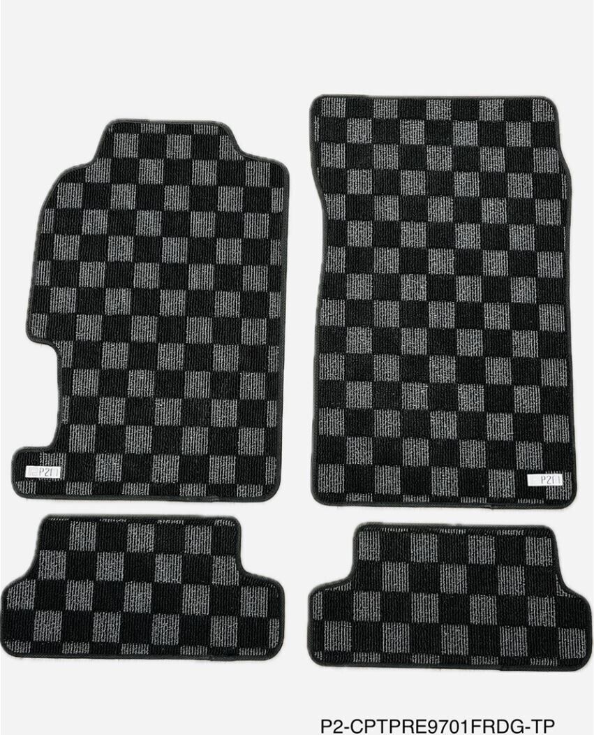 P2M FRONT & REAR Checkered Carpet Floor Mats for Honda Prelude BB6 97-01 New