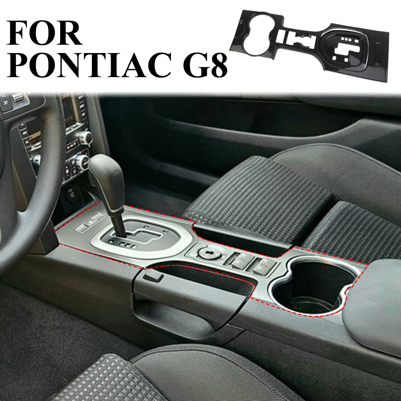 ​Carbon fiber inner center console gear shift panel cover trims for Pontiac G8