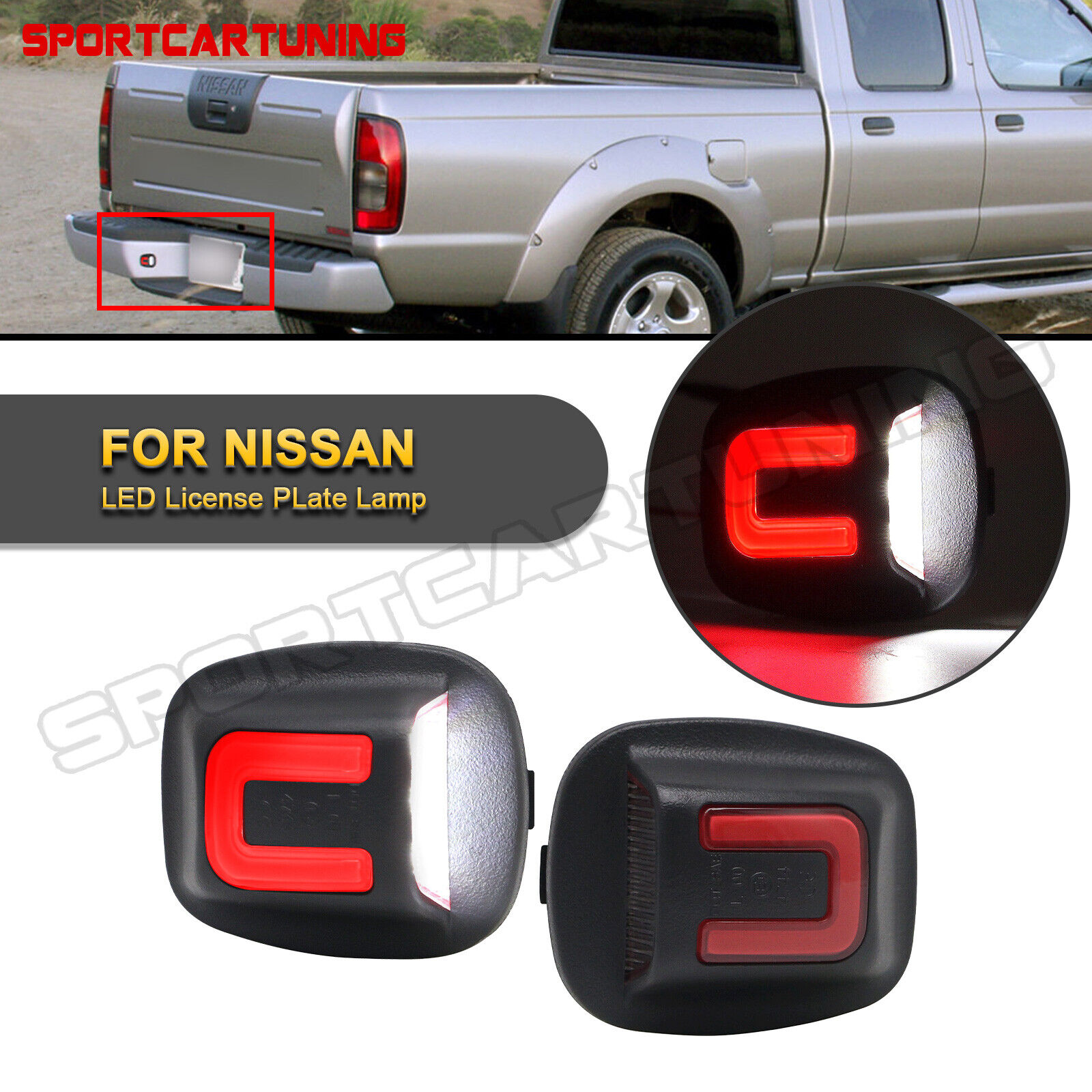 White & Red LED License Plate Lights Lamp For 98-04 Nissan Frontier 94-04 Xterra