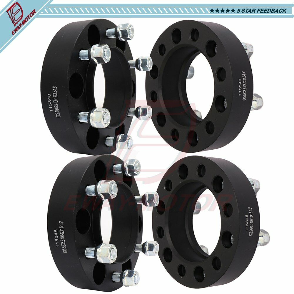 (4) 1.5'' 6 Lug Hubcentric Black Wheel Spacers 6x5.5 for Toyota Tacoma 4Runner
