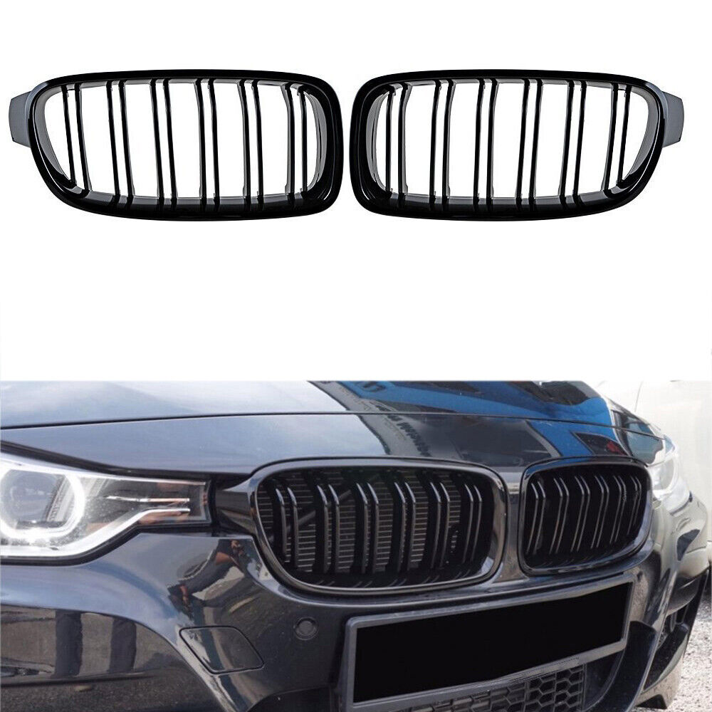 Gloss Black Front Kidney Grille Grills For BMW 3 Series F30 328i 335i 2012-2018