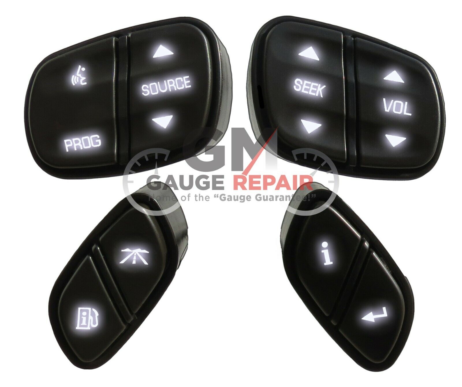 GM Chevrolet Steering Wheel Switches Controls Buttons New with White LED's 4pc