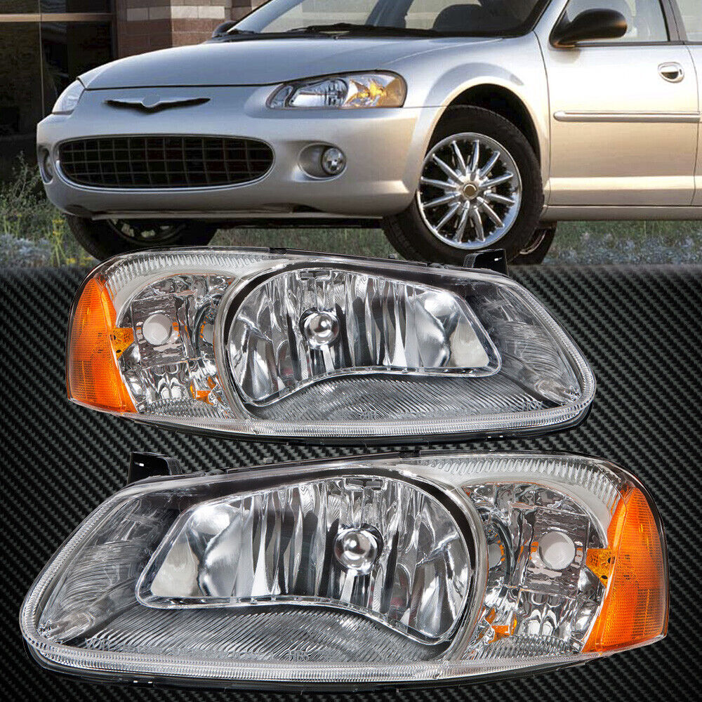 Headlights Pair Set Fits 01-06 Dodge Stratus 4D/01-03 Chrysler Sebring 4D/Conv