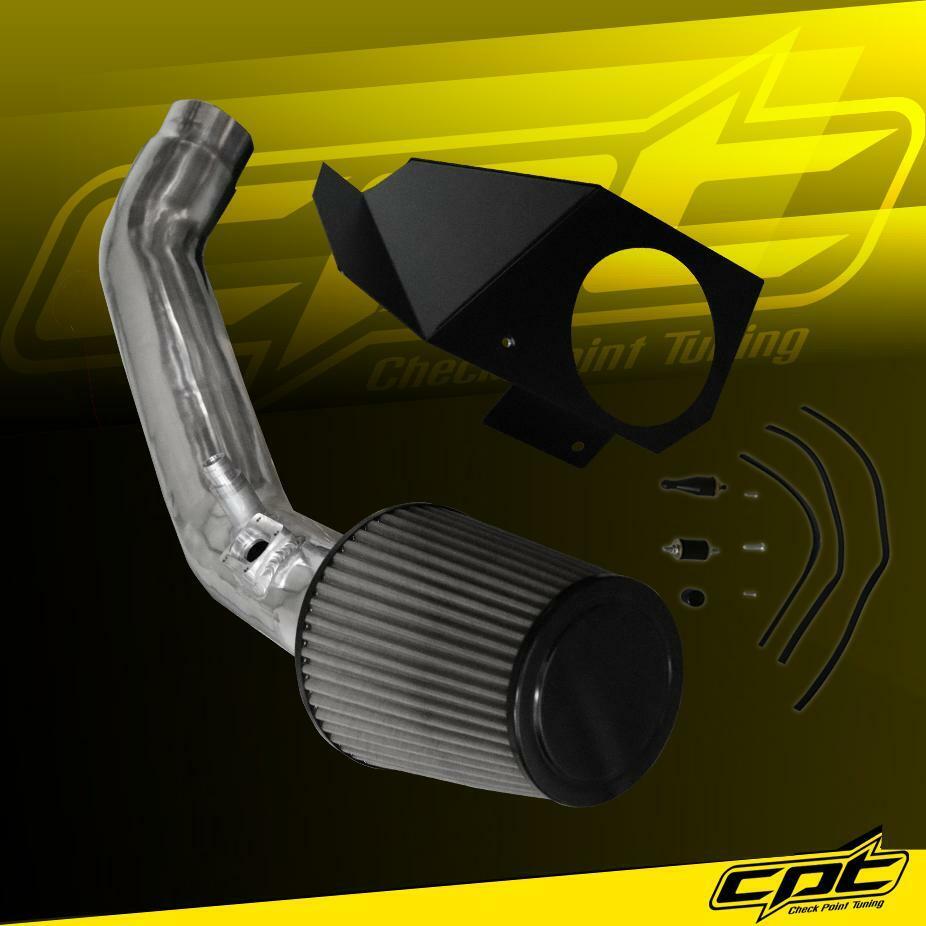 For 14-16 BMW 435i F32/F33 3.0L 6cy AT Polish Cold Air Intake+Black Filter Cover