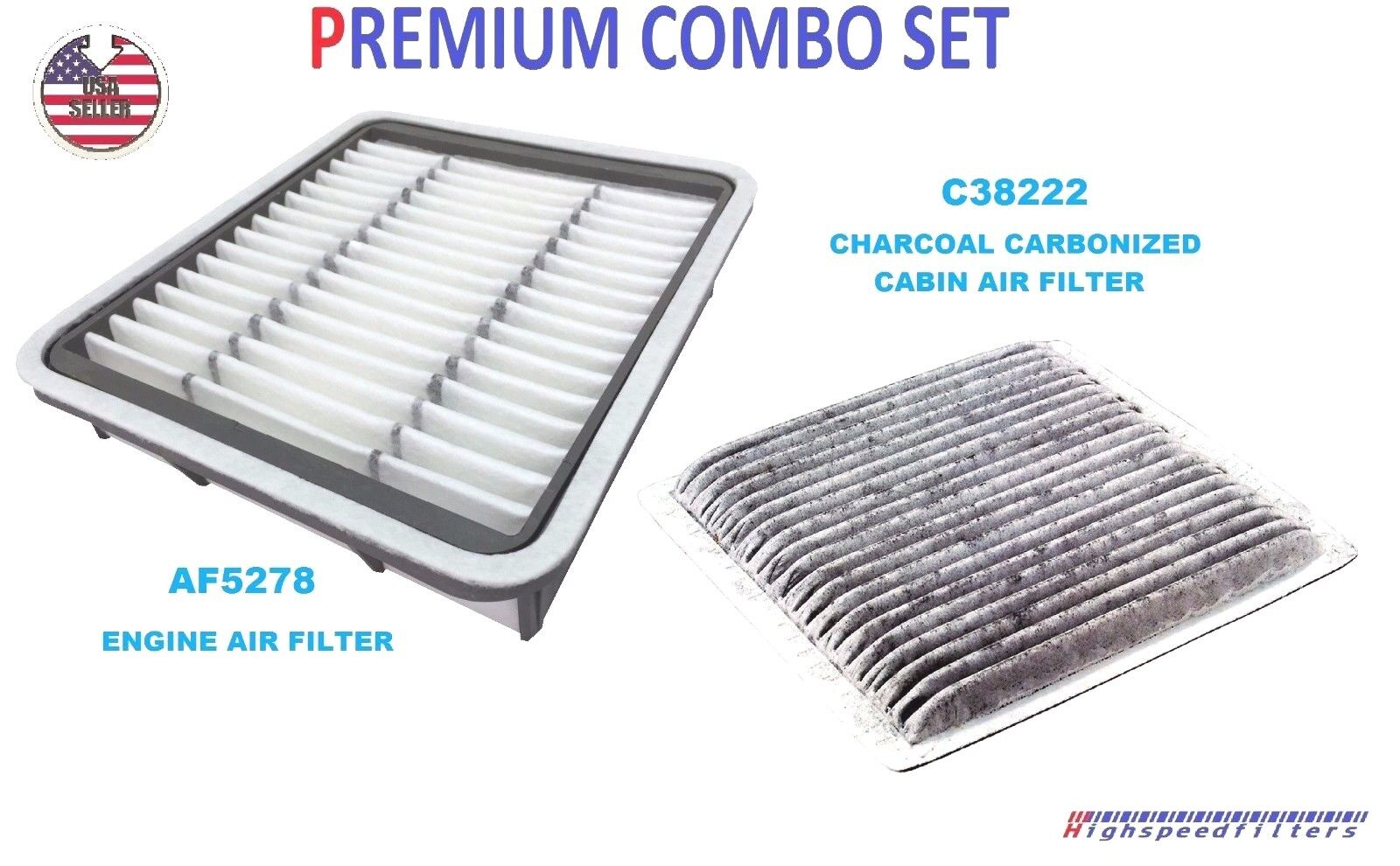 COMBO Air Filter & CHARCOAL Cabin Air Filter for 01-05 LEXUS IS300 AF5278 C38222