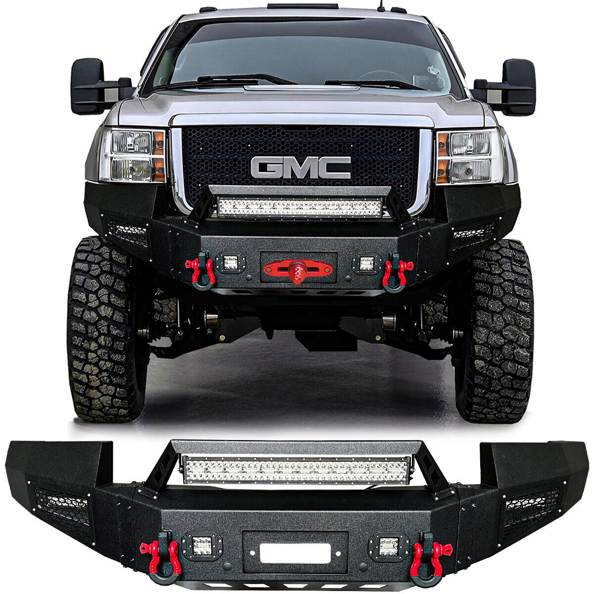 For 2011-2014 GMC Sierra 2500/3500HD Front or Rear Bumper with D-Ring and Lights