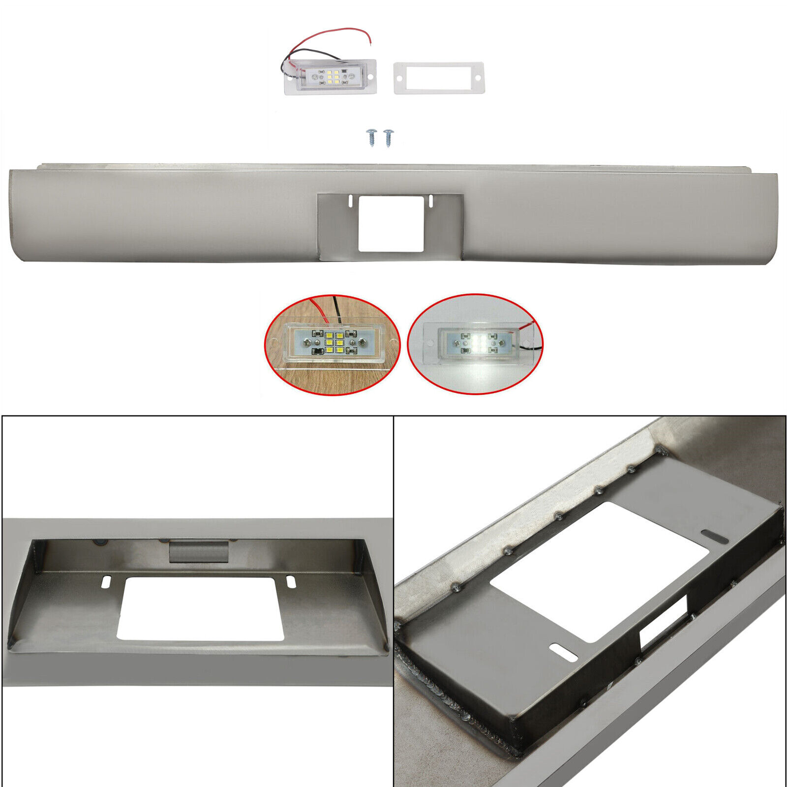 FOR 72-93 DODGE D100/150/250 PICKUP Steel Rollpan W/Plate box Center & LED Light