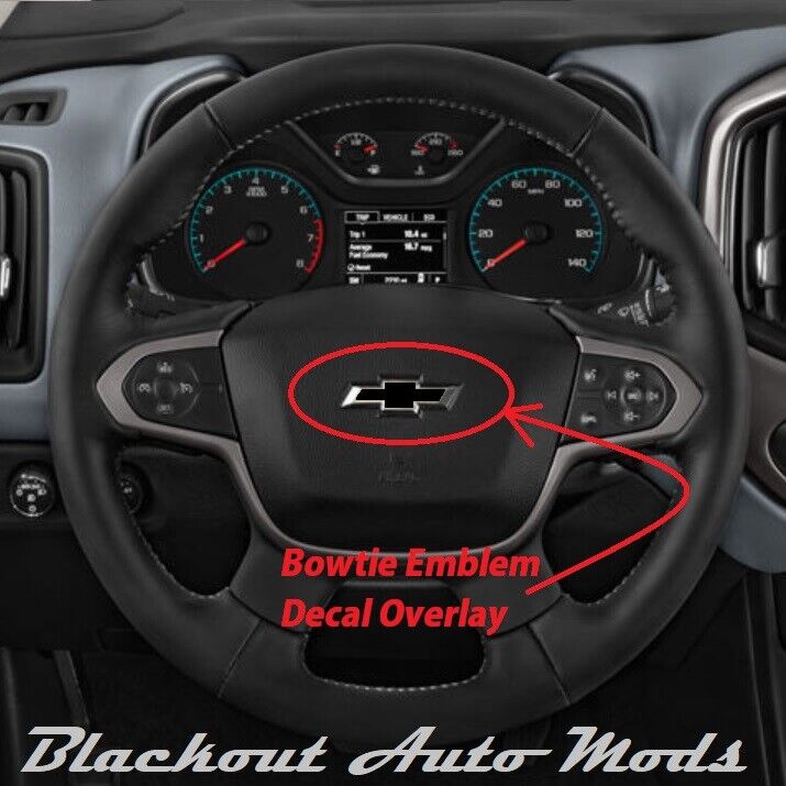 Matte Black Vinyl BowTie Steering Wheel Emblem Overlay Decal Chevrolet Colorado