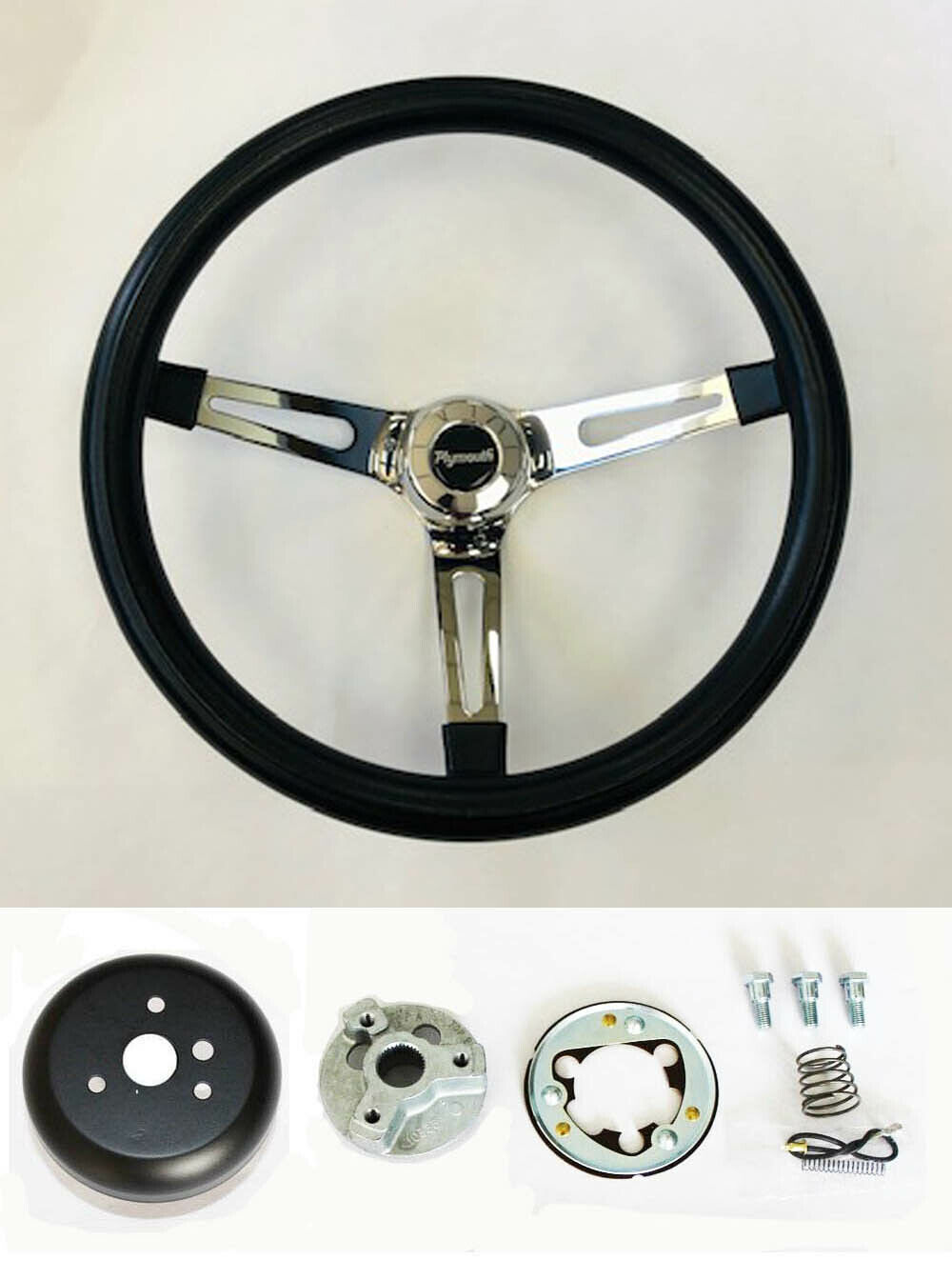 1968-69 Road Runner Barracuda Cuda Fury Black & Chrome Steering Wheel 15