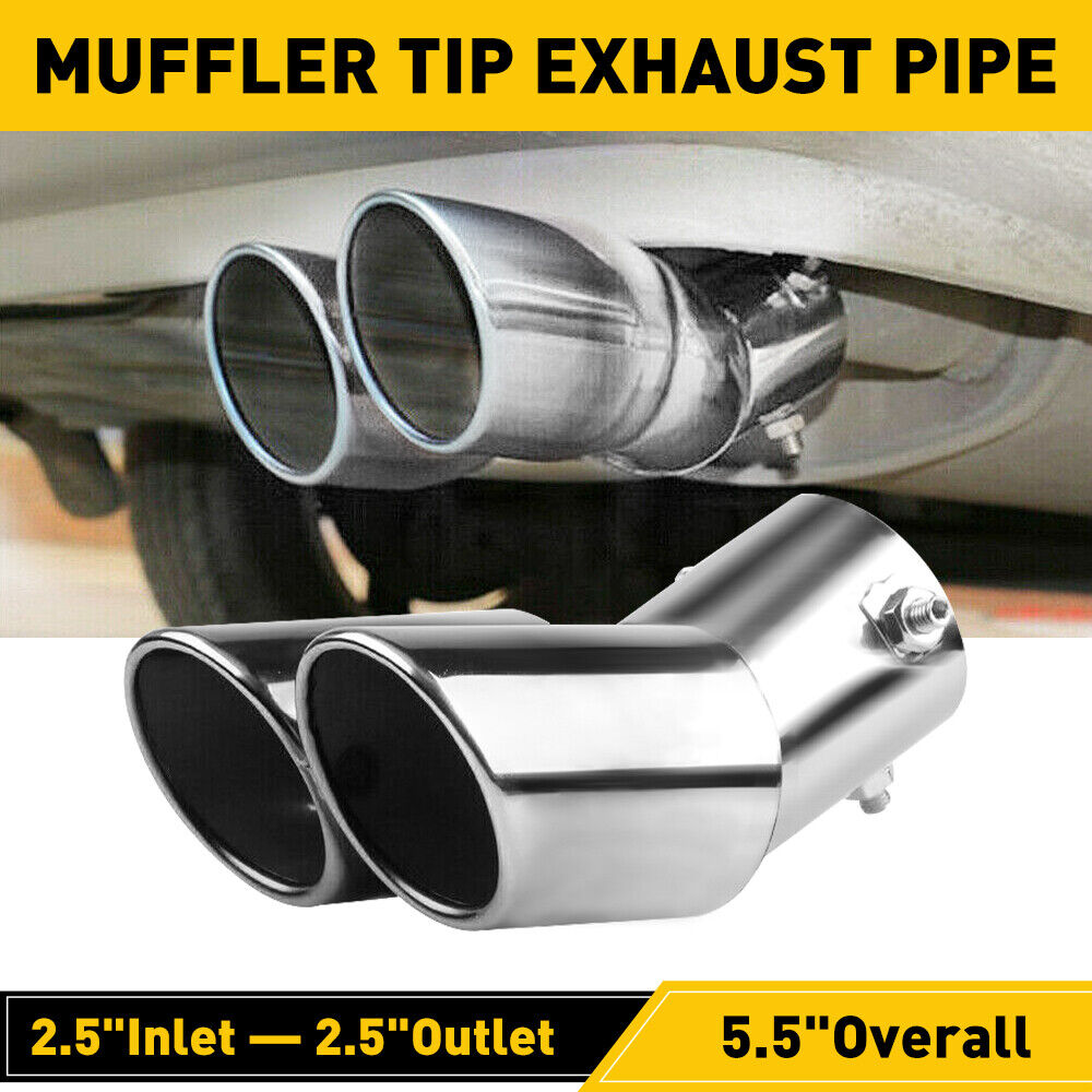 Car Rear Dual Exhaust Pipe Tail Muffler Tip Auto Accessories Replace Kit Chrome