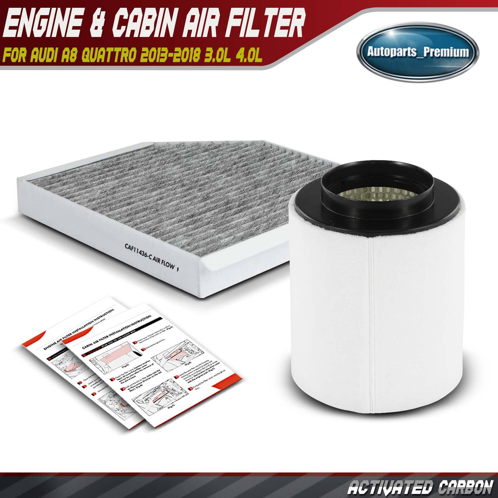Engine & Activated Carbon Cabin Air Filter for Audi A8 Quattro 13-18 3.0L 4.0L