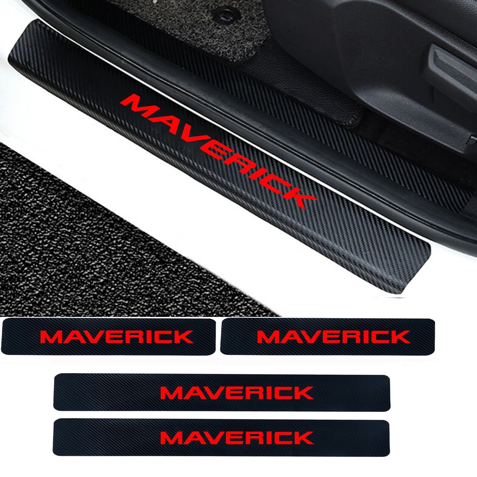 Car Door Sill Protector Carbon Fiber Leather Sticker for Ford Maverick 2022 2023