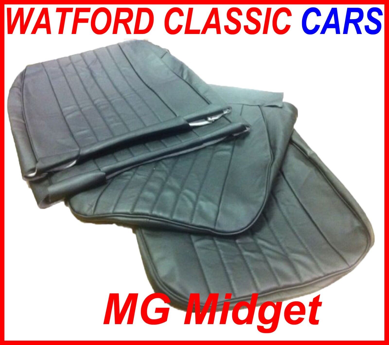 MG Midget / Sprite Pair of Seat Covers 1970 - 1981 Leather look All Black 