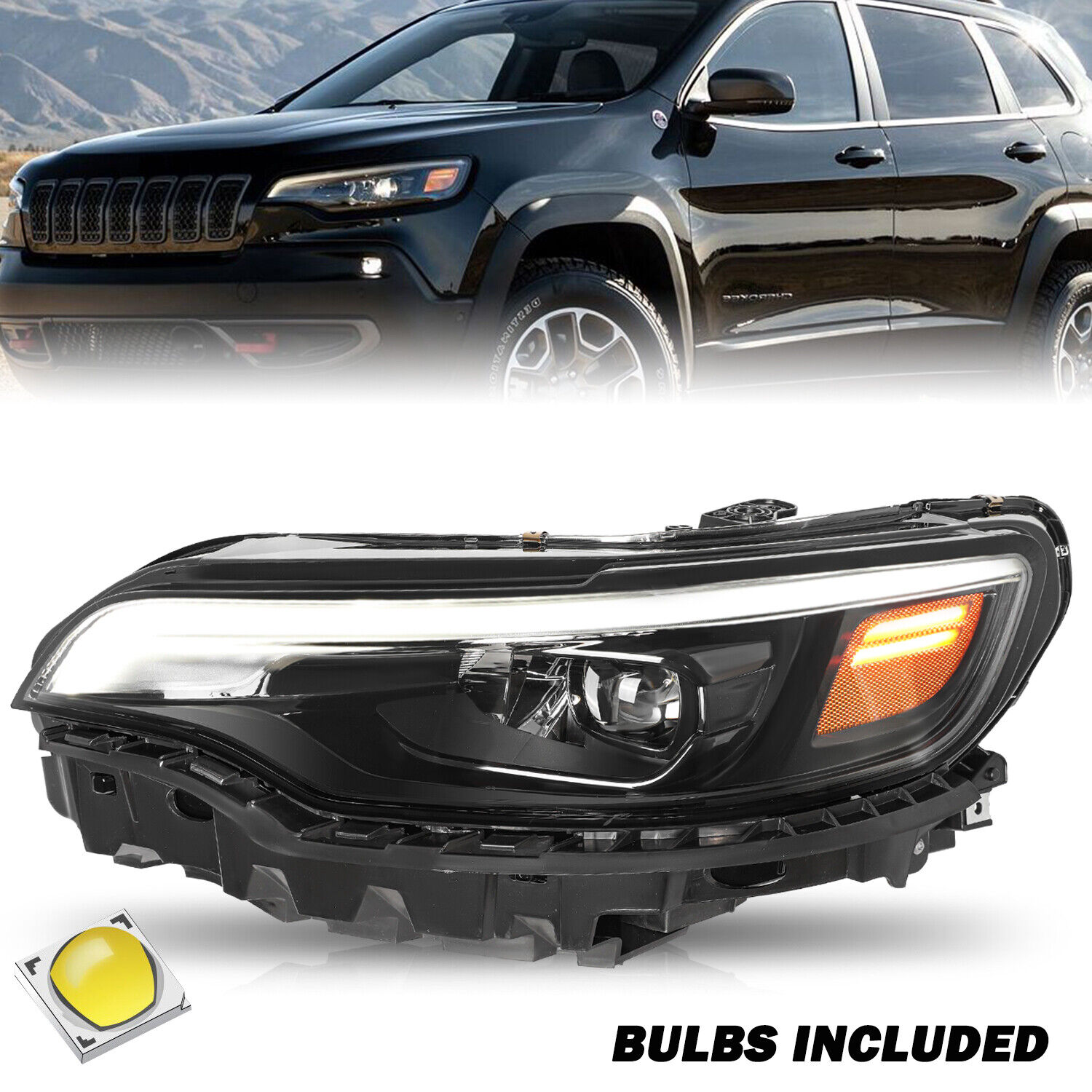 For 2019-2023 Jeep Cherokee Projector Headlight Driver Side LED Headlamp DRL LH