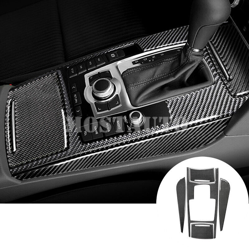 For Audi A6 S6 Carbon Fiber Center Gear Box & Water Cup Holder Cover 2005-2011