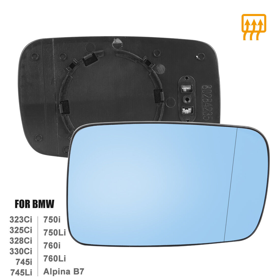 Mirror Glass Heated with Backing Plate Passenger Side RH for BMW 745i 