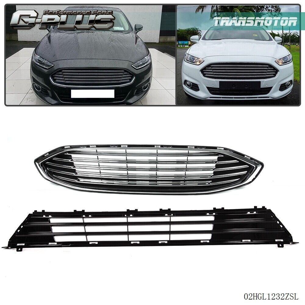 Fit For Ford Fusion 2017-2018 4-Door Front Bumper Upper & Lower Grille Assembly
