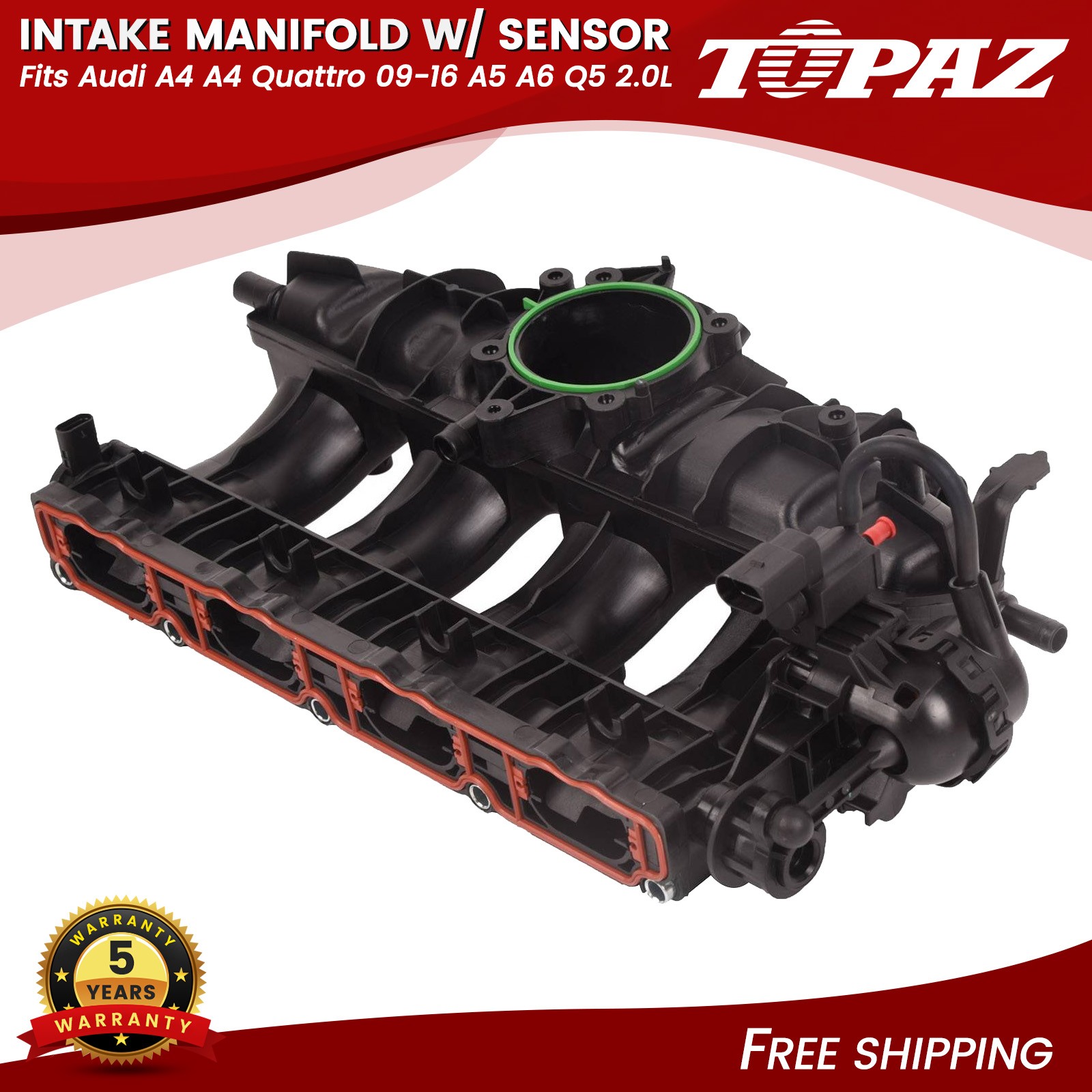 Intake Manifold w/ Sensor For Audi A4 A4 Quattro 09-16 A5 A6 Q5 2.0L 06H133201AT