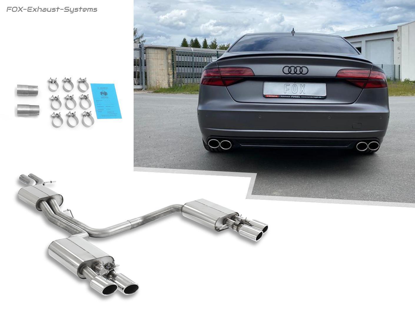 Stainless Duplex Sport-Anlage Incl. Click-On Audi S8 4H Type D4 Per 2x100x77mm