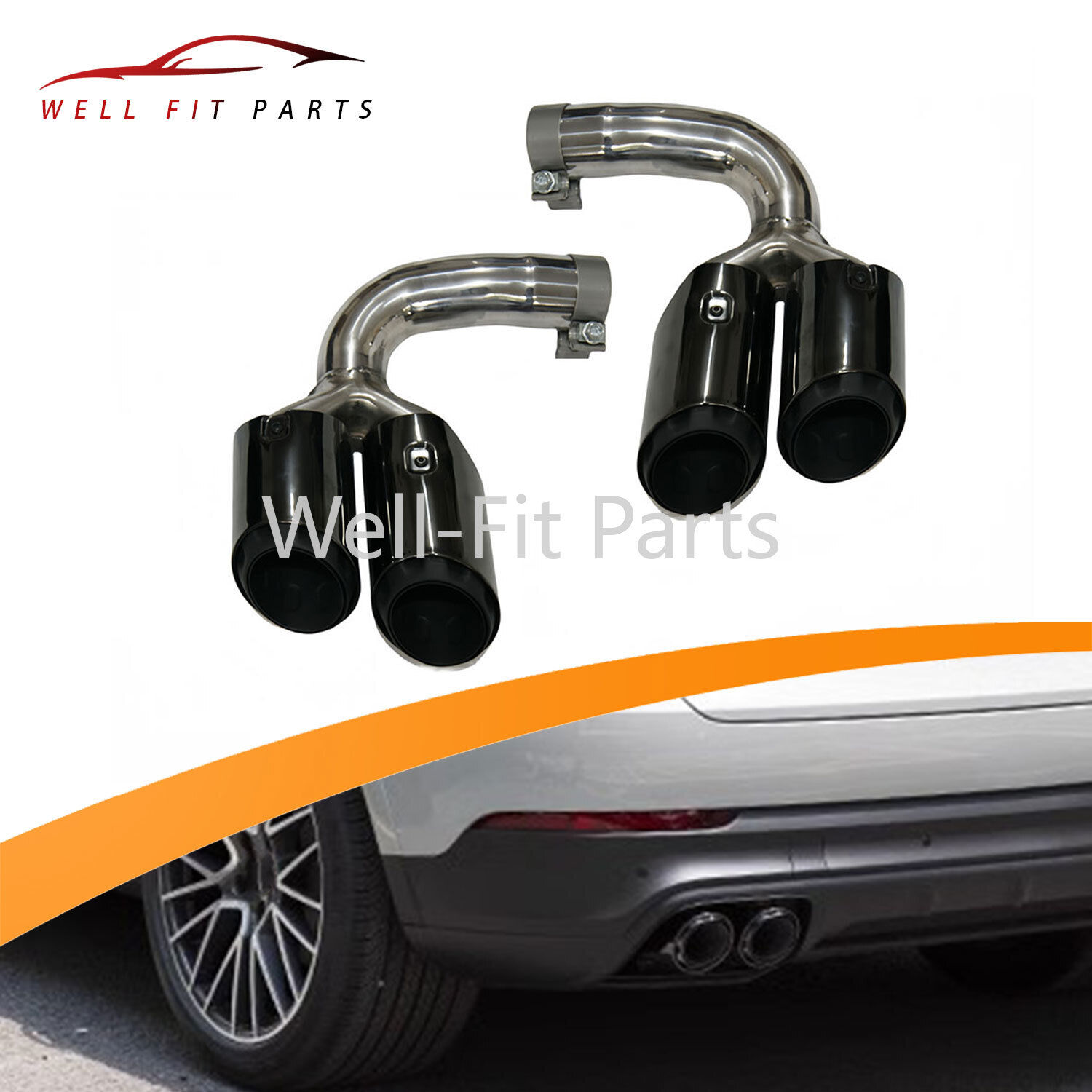 Black Tail Exhaust Pipe Tips Muffler Sport 3 Layer For Porsche Cayenne 2019-2024