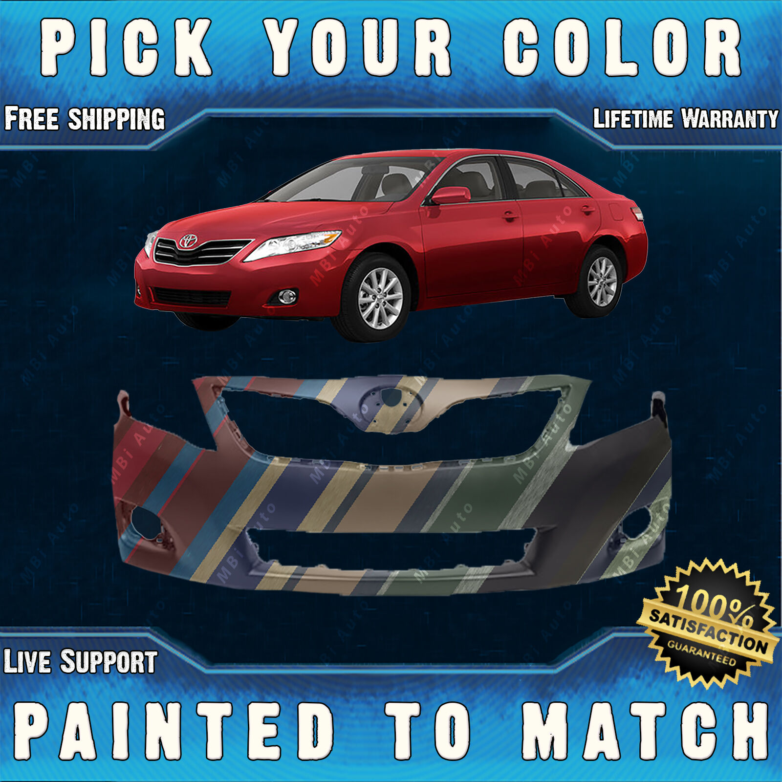NEW Painted To Match - Front Bumper Cover for 2010 2011 Toyota Camry USA LE XLE