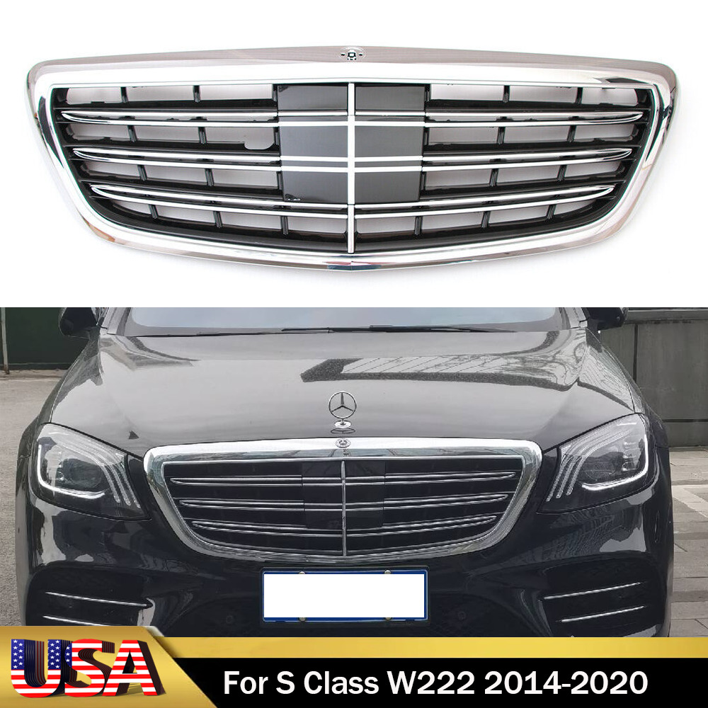 For Mercedes Benz 2014-2020 S Class W222 S600 S450 S560 Grill +ACC Chrome Grille