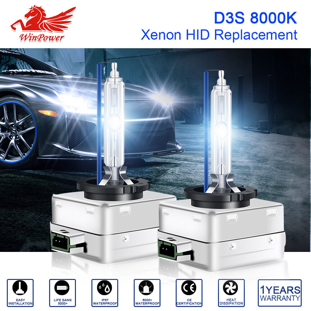 2x Xenon D3S 8000K Bulbs HID Headlight 35w Replace Fit For Factory Lamps blue