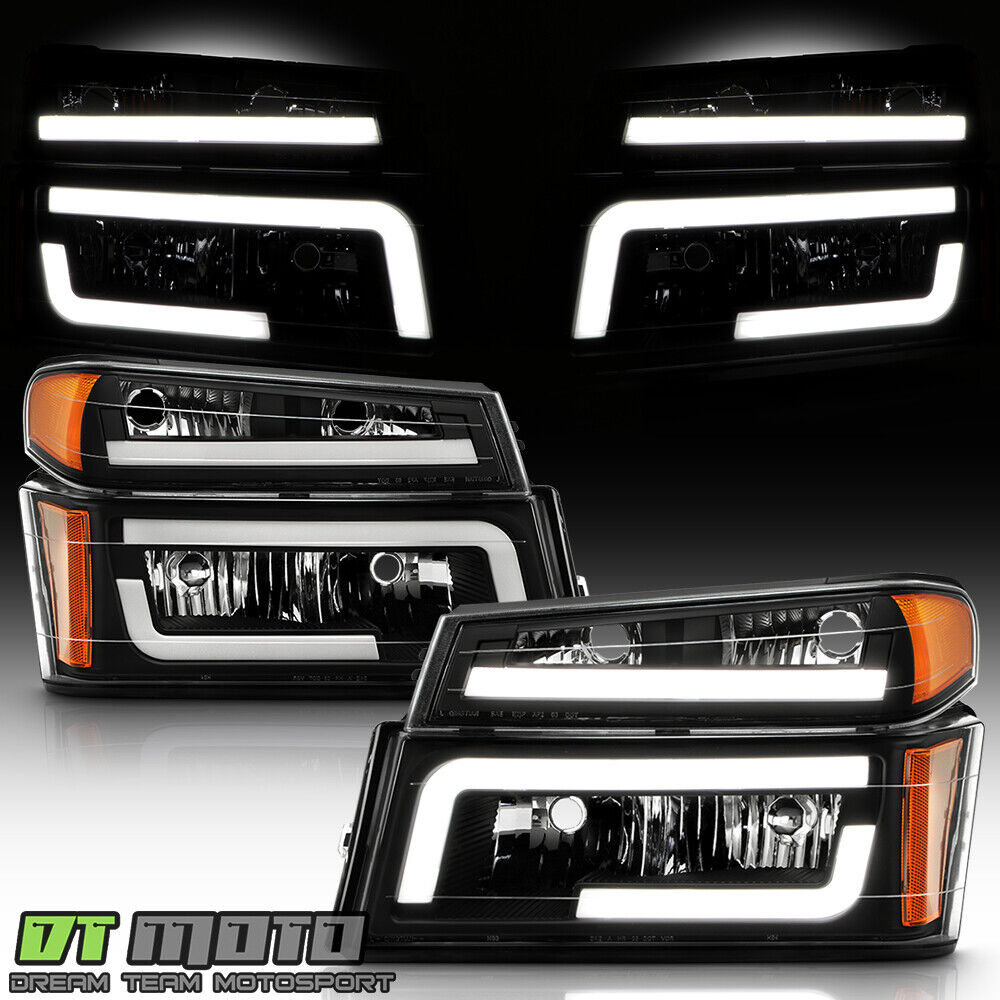 2004-2012 Chevy Colorado | Canyon Black LED Tube Headlights Headlamps Left+Right