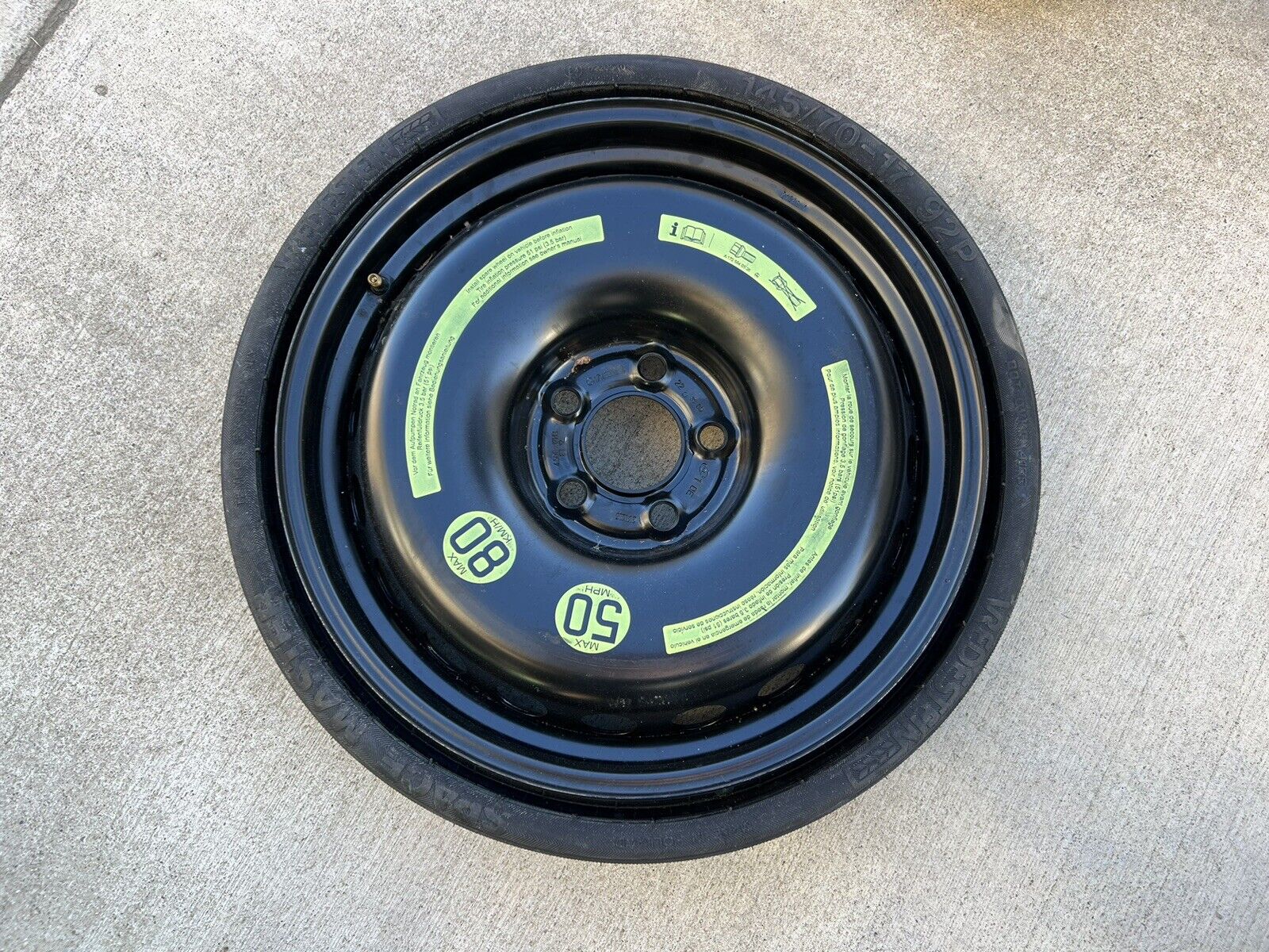 05-11 Mercedes R171 SLK350 4.5Bx17 Emergency Spare Tire Donut Space Wheel Saver