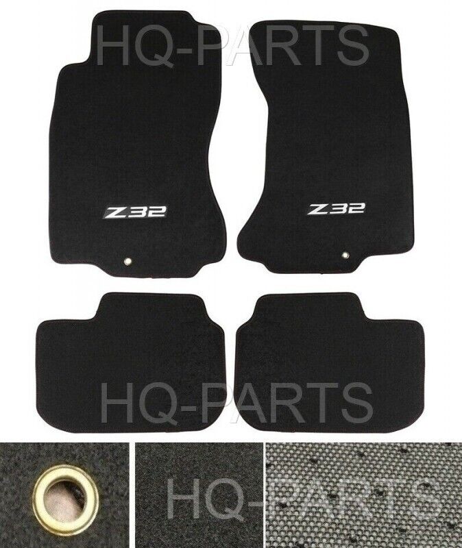 4 Pieces Black Carpet Floor Mats For 90-96 Nissan 300ZX + Z32 Logo OE Fitment