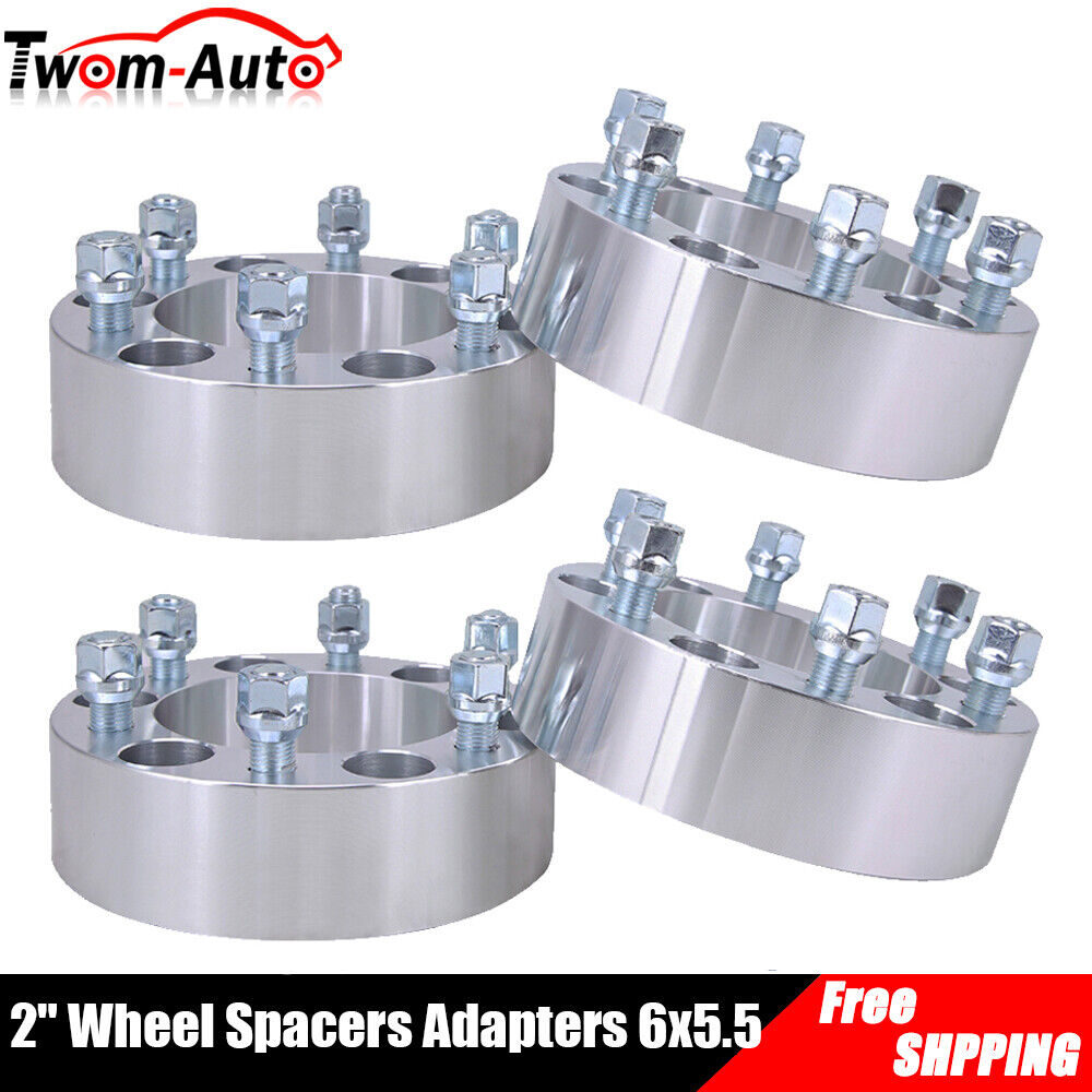 (4) 2 Inch 6x5.5 Hub Centric Wheel Spacers For Chevy K1500 Tahoe GMC Sierra 1500