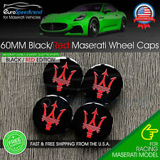 Maserati Black Red Wheel Center Cap 60mm Ghibli GTS Levante Quattroporte 4PCS OE picture