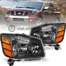 For 2004-2015 Nissan Titan/2004-2007 Armada Black Headlights Assembly Headlamps picture