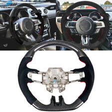 Fits 18-23 Mustang Hiramitsu Carbon Fiber Alcantara Steering Wheel, Red Stitch picture