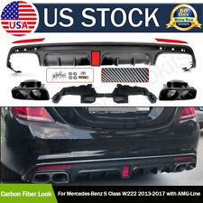 F1 Style Carbon Look Rear Diffuser W/Exhaust For Mercedes S Class W222 2013-2017 picture