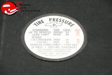 1967 67 Chevrolet Chevy Belair Bel Air Biscayne Impala Tire Pressure Decal picture