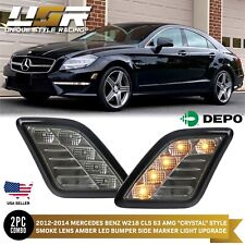 Amber LED Smoke Bumper Side Marker Light For 2012-2014 Mercedes W218 CLS63 AMG picture