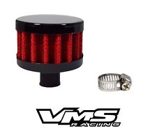 VMS RACING 9MM MINI UNIVERSAL VALVE COVER AIR FILTER BREATHER W/ CLAMP - RED picture