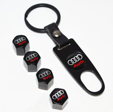 For AUDI Valve Keychain A3 A4 A5 A6 Q5 Q7 Stem Caps Black Emblem Wheel Tire Cap picture