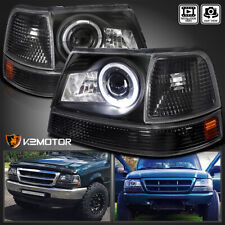 Fits 1998-2000 Ford Ranger Black Halo Projector Headlights+Corner Signal Lamps picture