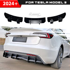 3×Glossy Black For Tesla Model 3 2023-2024 Facelift Rear Bumper Diffuser Lip picture