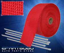 30Ft Cat Test Pipe Piping Heat Wrap Cover +Stainless Zip Tie Red picture