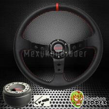350mm Black Deep Dish Racing Steering Wheel + Hub Adapter For Dodge Colt 85-88 picture