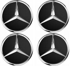 Mercedes Benz Black & Chrome 75MM Wheel Rim Center Hub Caps AMG OEM Upgrade 4PCS picture